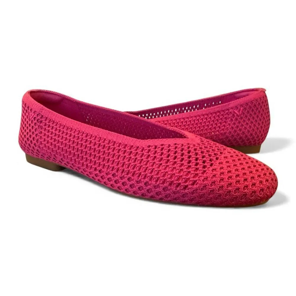 Vivaia Margot Mesh Square Toe V-cut Mesh Flats Pitaya Mesh Sz 40